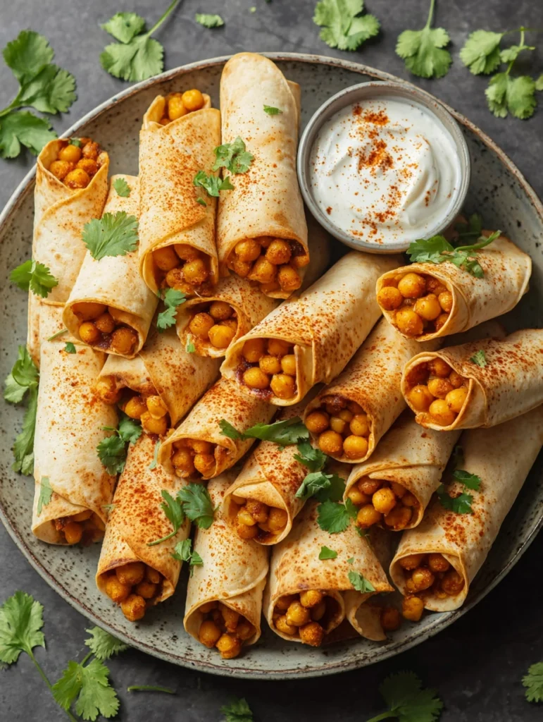 Easy Buffalo Chickpea Taquitos Recipe Quick Vegan Taquitos In 30 Minutes Spicy Chickpea Buffalo Taquitos Healthy 30-minute...