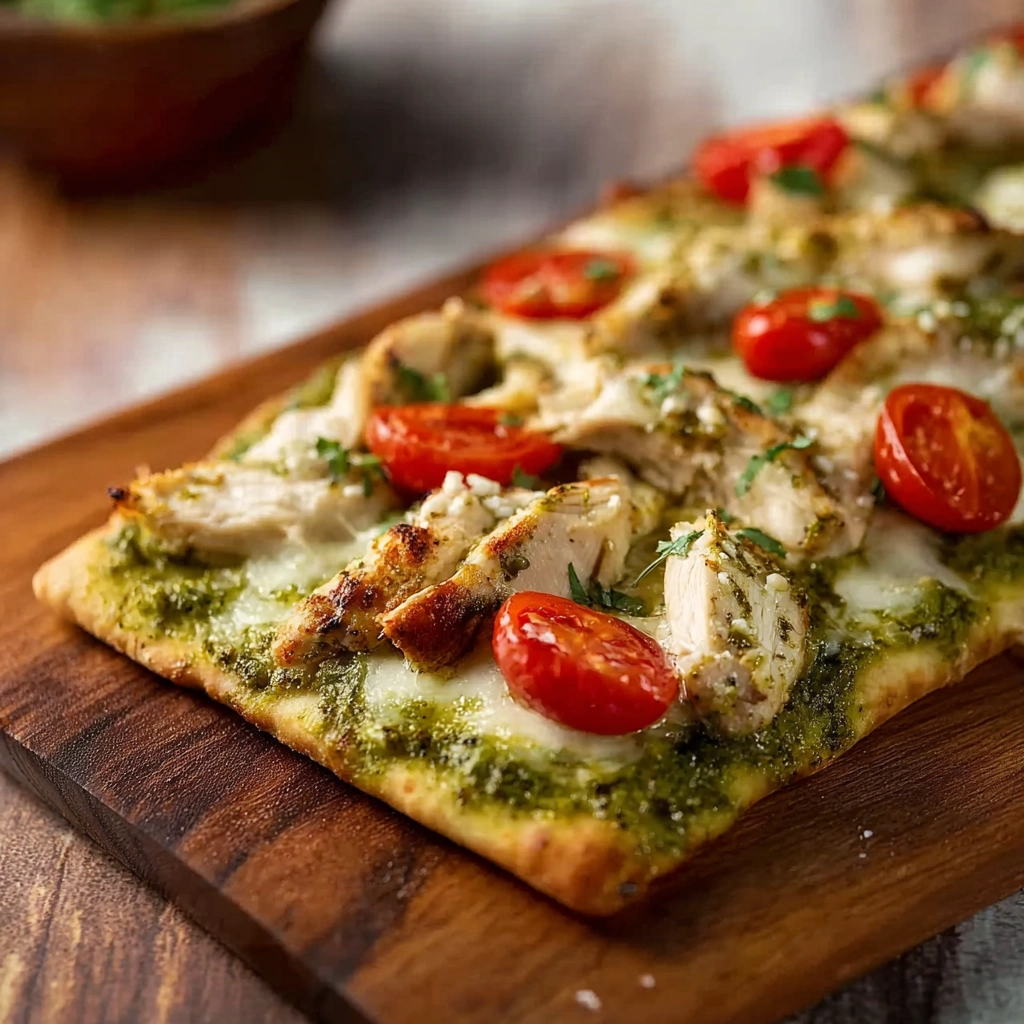 Easy Chicken Pesto Flatbread Recipe Homemade Chicken Pesto Flatbread Steps Quick Chicken Pesto Flatbread Guide Best Chicke...