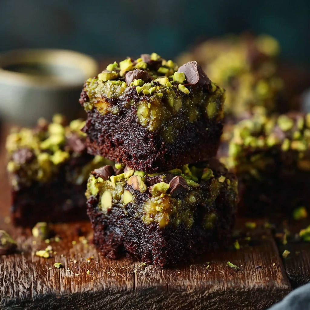 Pistachio Ferrero Rocher Brownies Recipe Homemade Pistachio Ferrero Brownies Gluten-free Ferrero Rocher Pistachio Brownies...