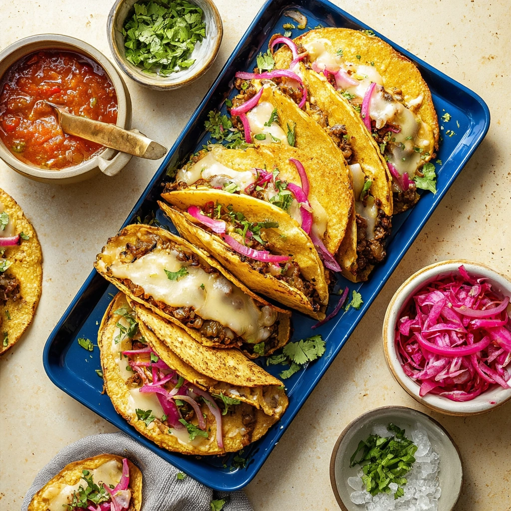 Crispy black bean tacos with fresh toppings, perfect for a quick and easy family dinner.