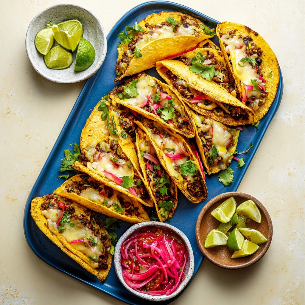 Crispy black bean tacos with fresh toppings, perfect for a quick and easy family dinner.