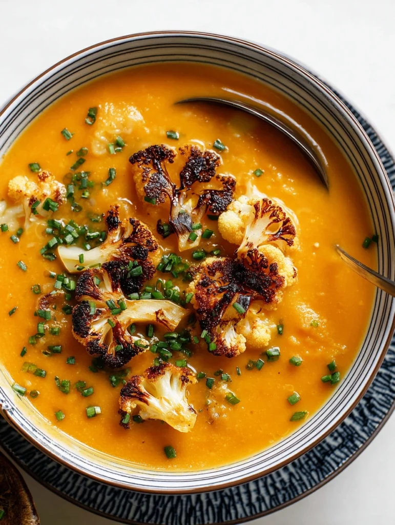 Quick Easy Sweet Potato Soup Recipe Roasted Cauliflower Sweet Potato Soup Healthy Sweet Potato Cauliflower Soup Vegan Swee...
