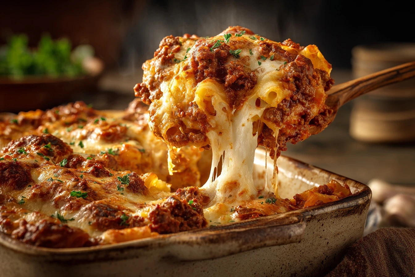 Best Easy Baked Ziti with Beef & Sausage (Cheesy Casserole)