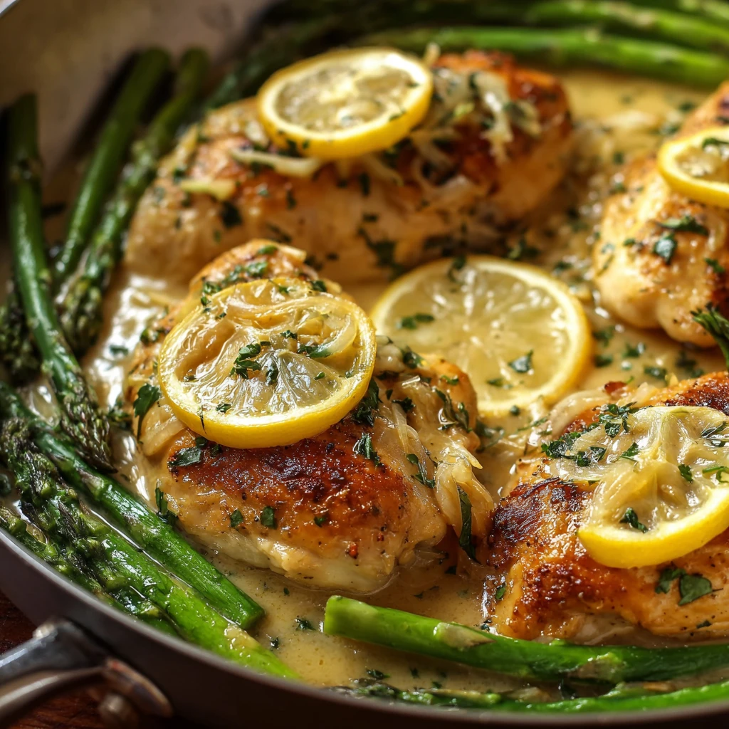 Creamy Lemon Chicken With Asparagus Recipe Easy Lemon Chicken Asparagus Dinner Best Creamy Lemon Chicken Recipe Low Carb L...