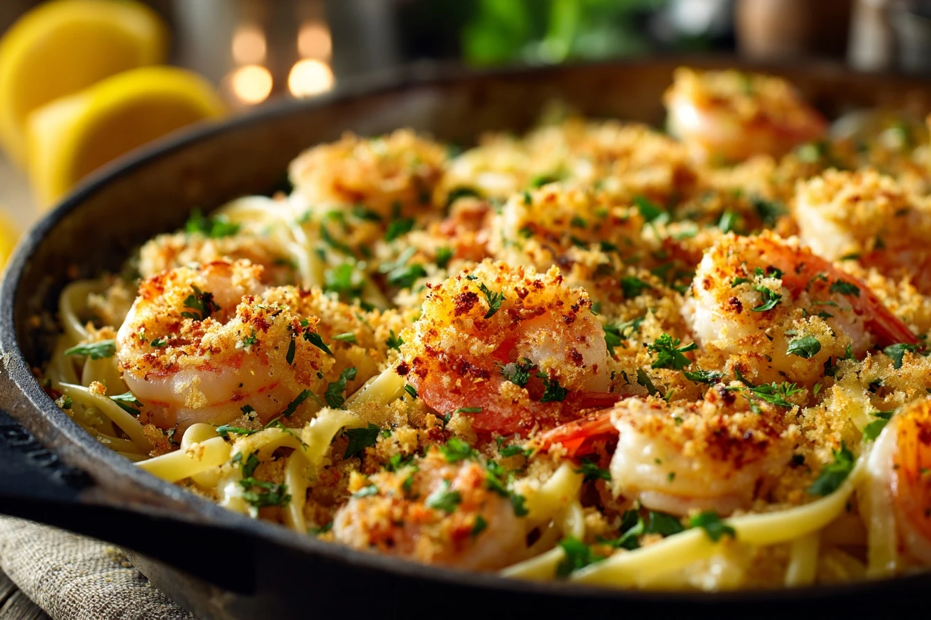 Baked Shrimp Scampi Pasta Lemon Garlic Butter