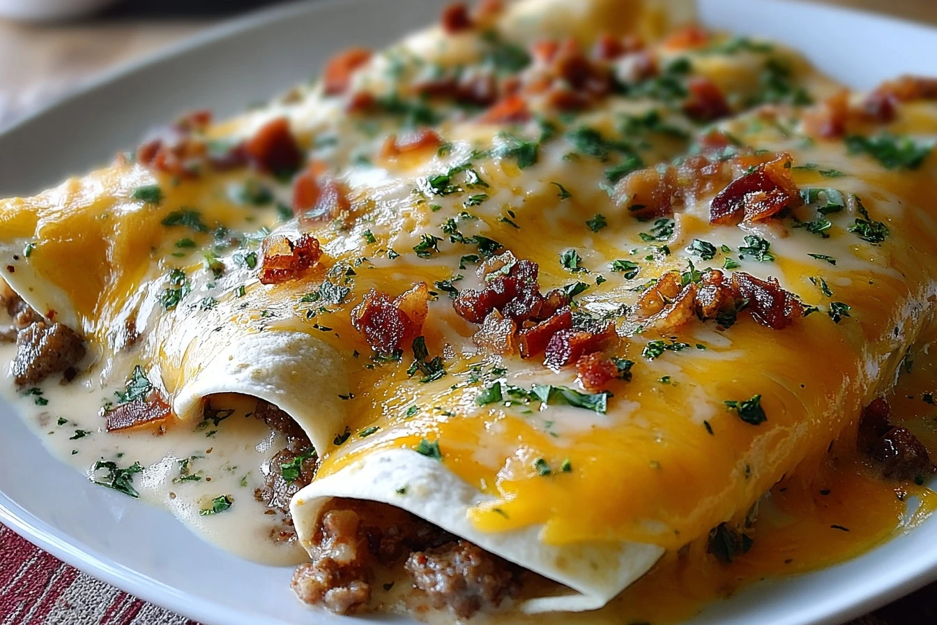 Make Southern Beef Sausage Gravy Breakfast Enchiladas in Just 20 Minutes