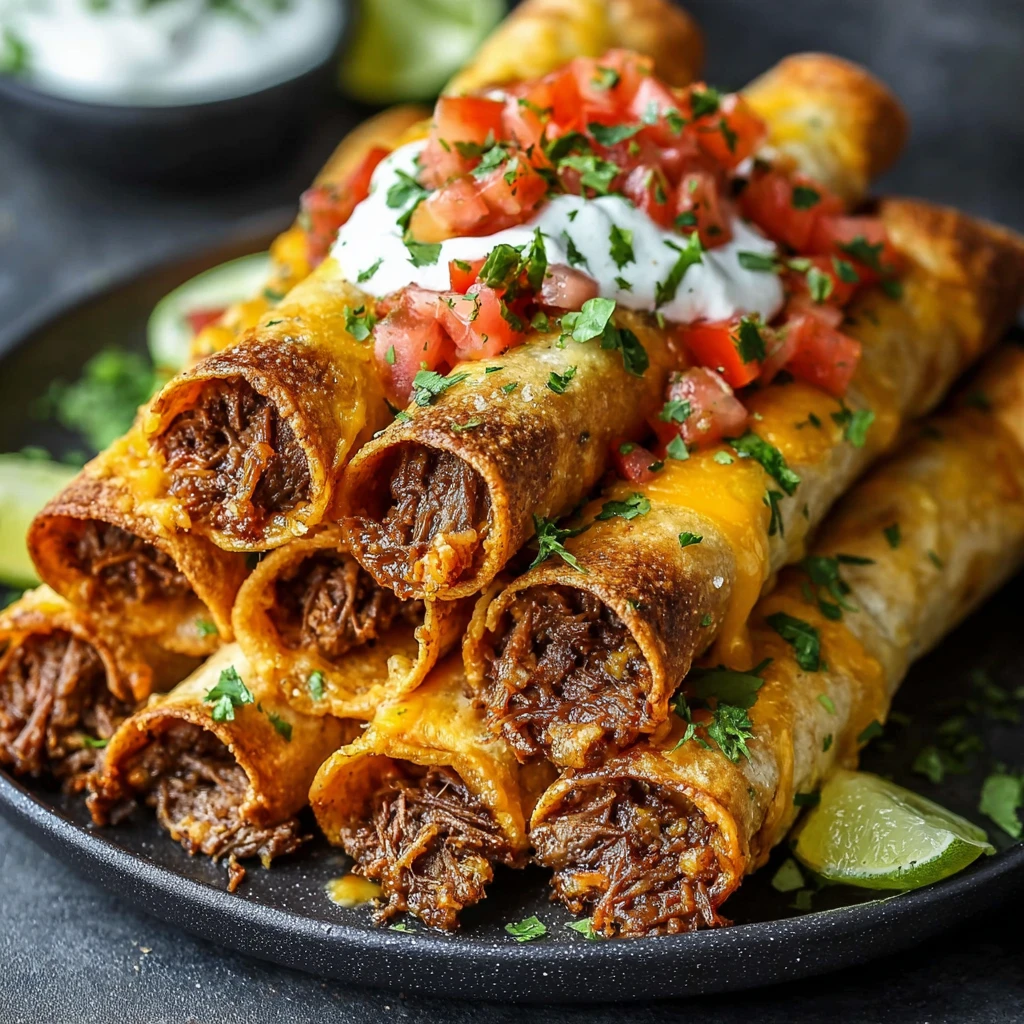 20-Minute Crispy Beef Taquitos with Melted Cheese