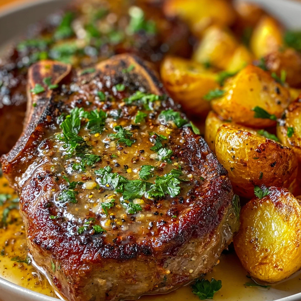 Easy Garlic Butter Beef Chops Recipe Cheesy Potato Bake Dinner Ideas Quick Beef And Potato Casserole 30-minute Beef Chops ...