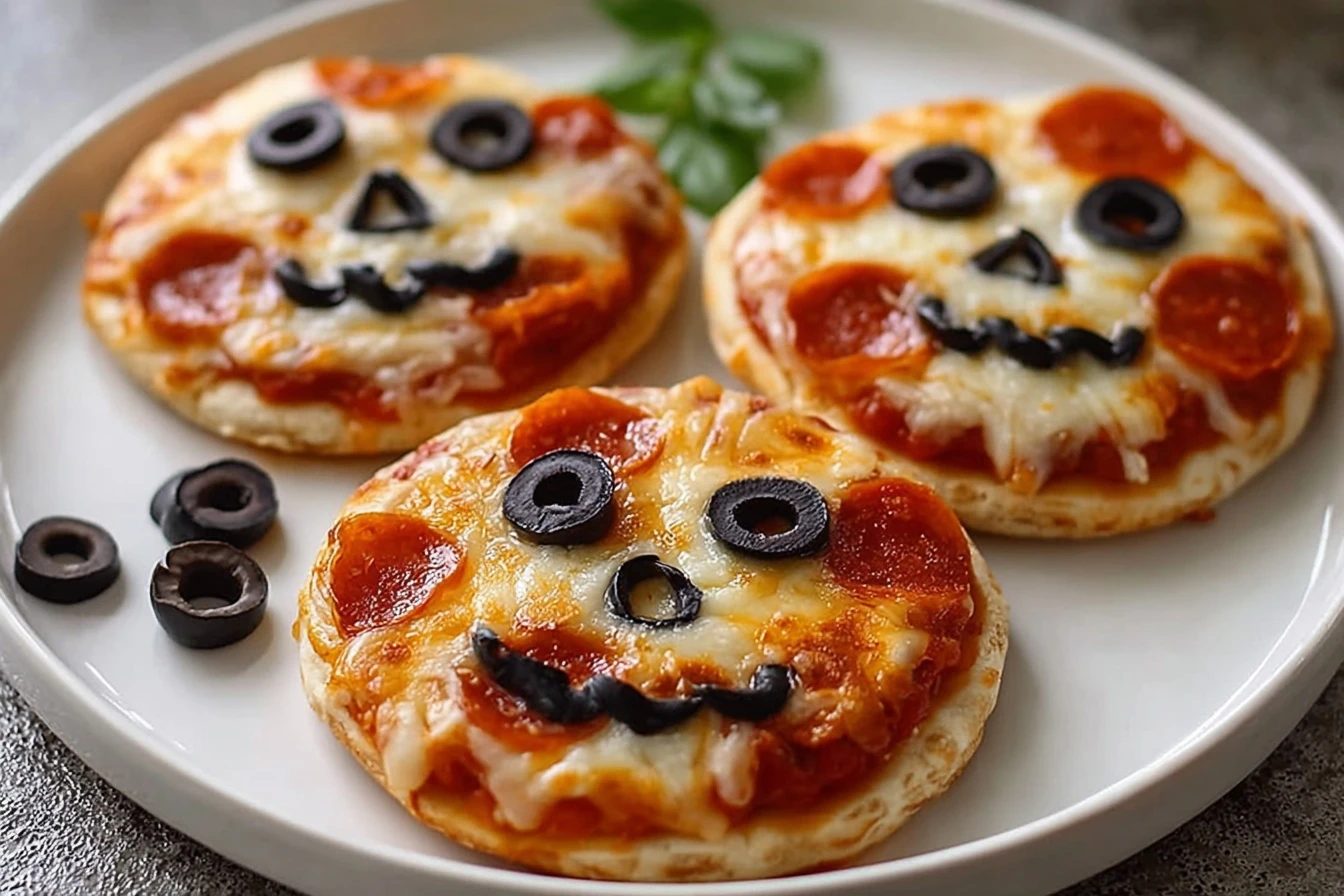 Easy Halloween Mini Pizzas Recipe Quick Spooky Pizza Ideas DIY Mini Halloween Pizzas How To Make Mini Pizzas For Halloween...