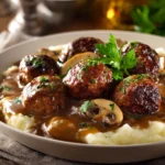 Healthy Turkey Salisbury Meatballs (with Lighter Gravy)