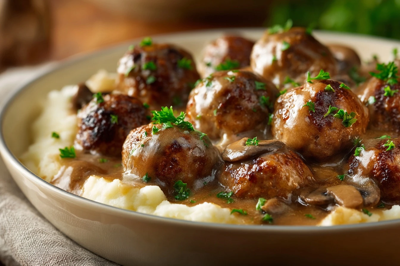 Homestyle Salisbury Steak Meatballs Gravy