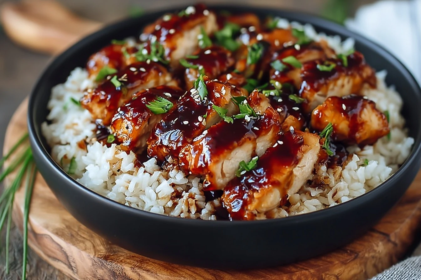 Easy Honey BBQ Chicken Rice Recipe Quick Honey BBQ Chicken Dinner Ideas Best Honey BBQ Sauce For Chicken Rice Healthy Hone...