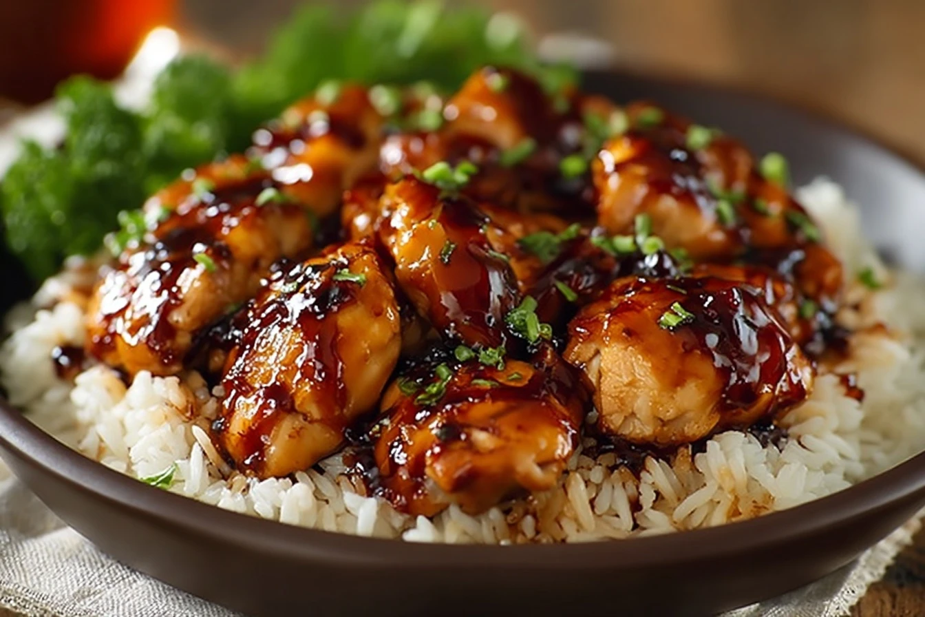 Easy Honey BBQ Chicken Rice Recipe Quick Honey BBQ Chicken Dinner Ideas Best Honey BBQ Sauce For Chicken Rice Healthy Hone...