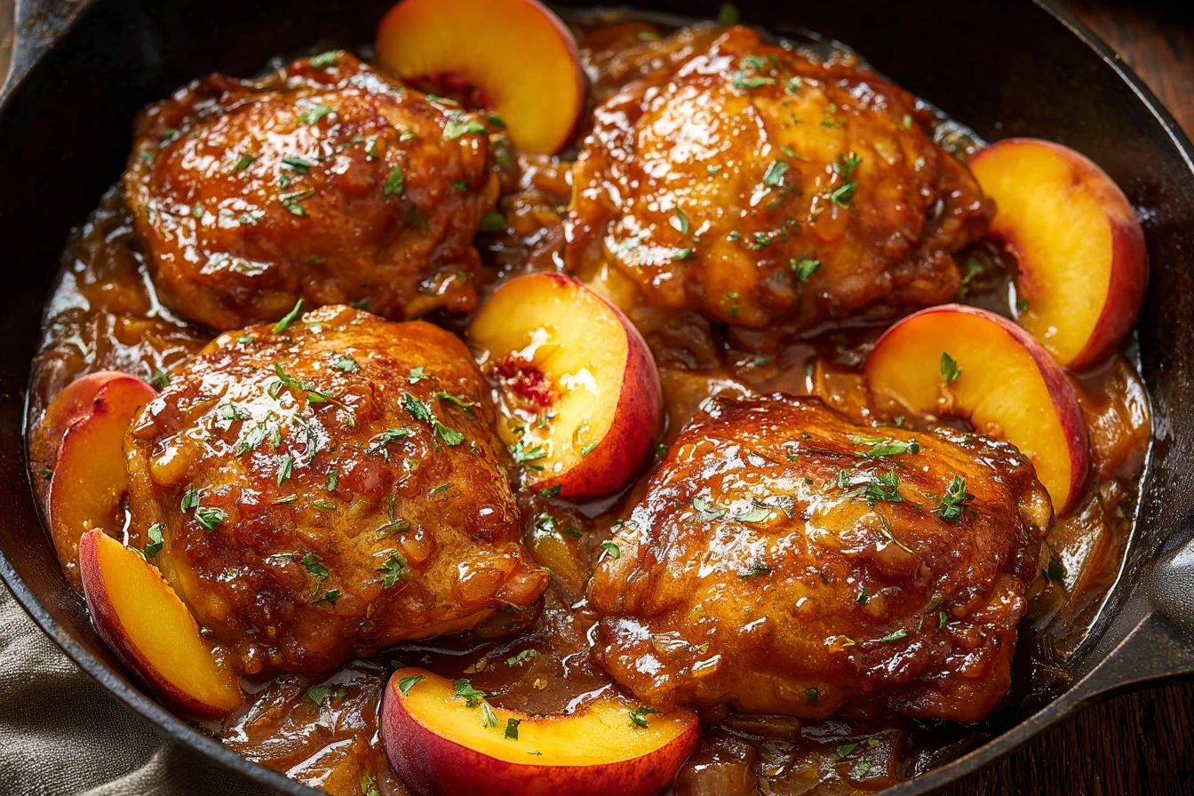 Quick & Easy Hot Honey Peach Chicken Thighs Recipe