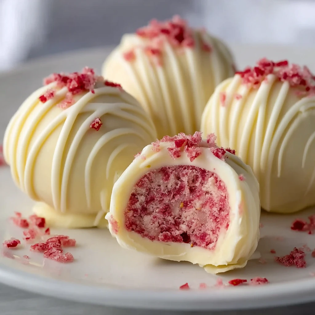 Easy White Chocolate Strawberry Truffles Recipe Homemade White Chocolate Truffles With Strawberries Quick White Chocolate ...
