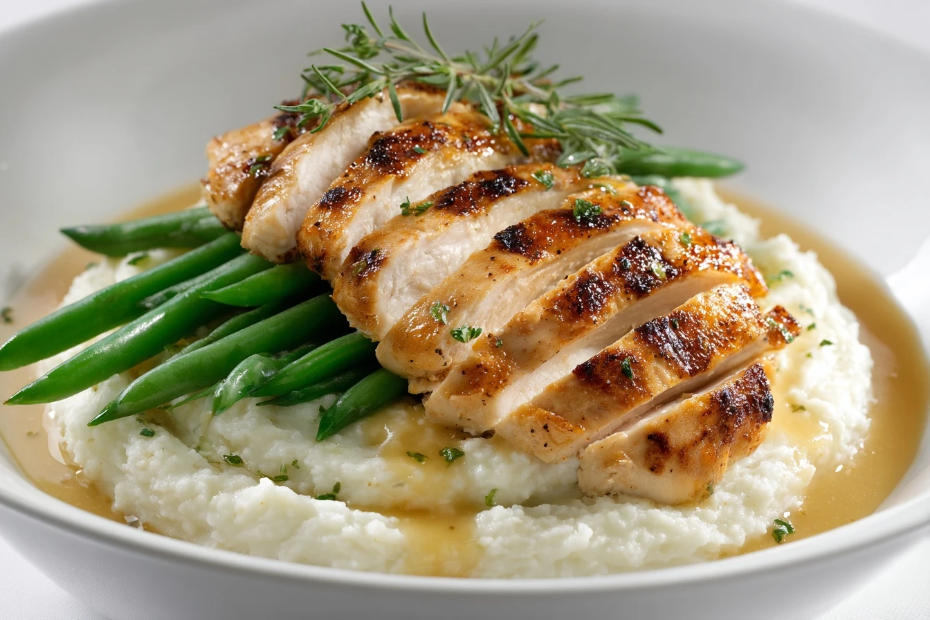 Healthy Lowcarb Keto Chicken Cauliflower Mash Bowl