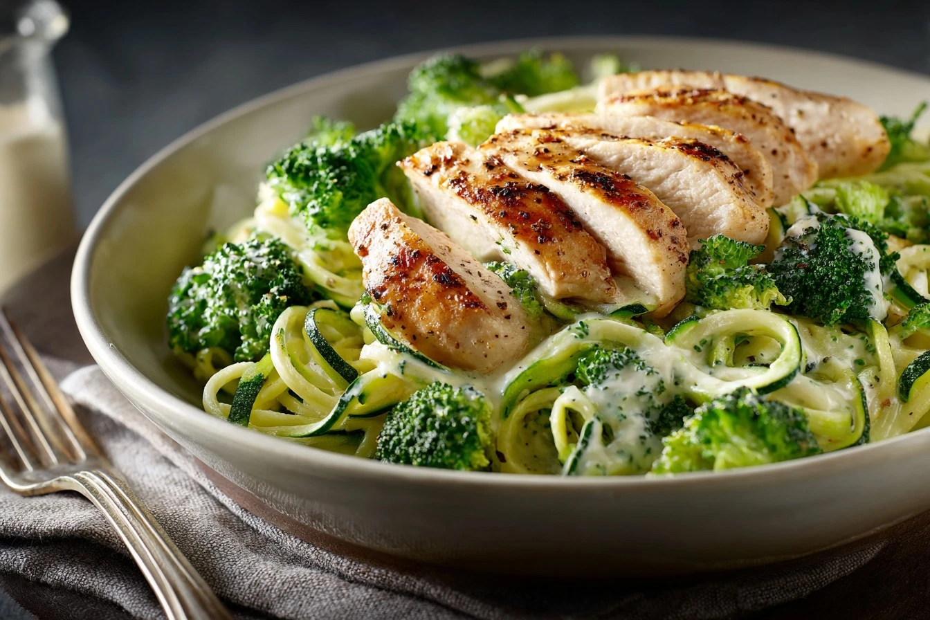 Low Carb Chicken Broccoli Alfredo Recipe Healthy Skinny Chicken Alfredo Gluten Free Low Calorie Chicken Broccoli Alfredo P...