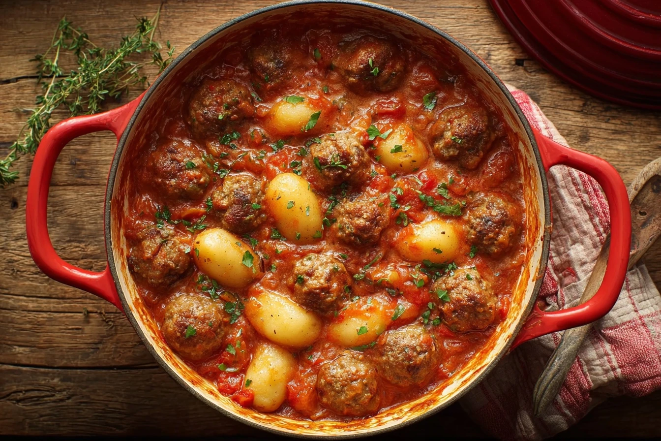 Try This Easy One Pot Creamy Meatballs and Gnocchi Recipe