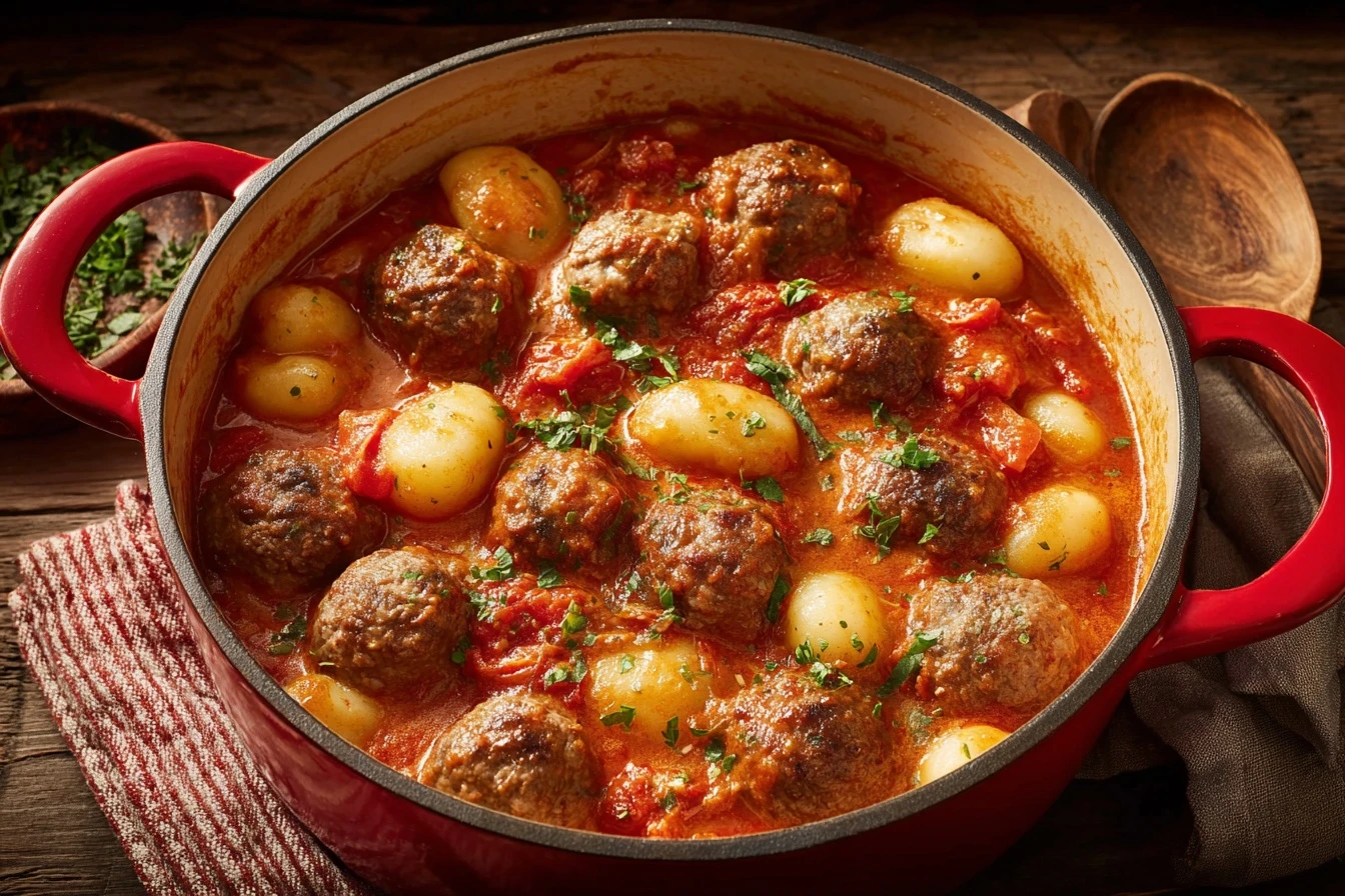 One-pot Creamy Meatballs Gnocchi Recipe Easy Creamy Meatballs With Gnocchi Quick One-pot Meatball Gnocchi Dish Best One-po...