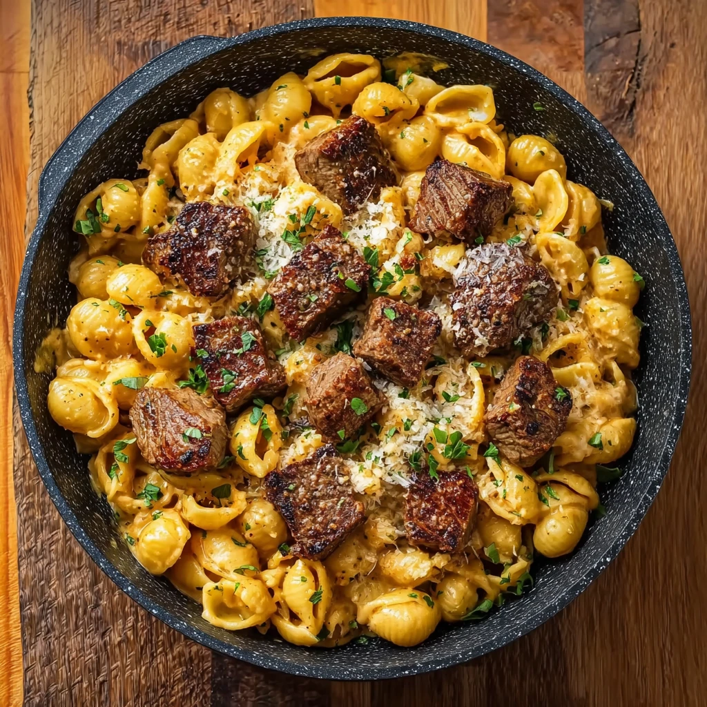 Quick Cajun Steak Bites & Cheesy Garlic Shells
