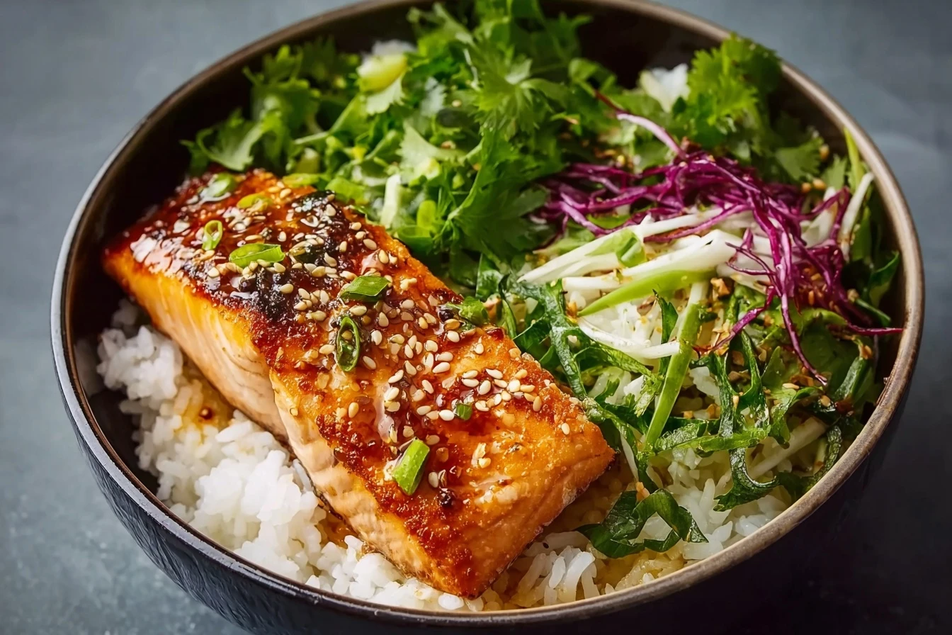 Master Your Lunch: 10-Minute Crispy Salmon and Rice Bowl
