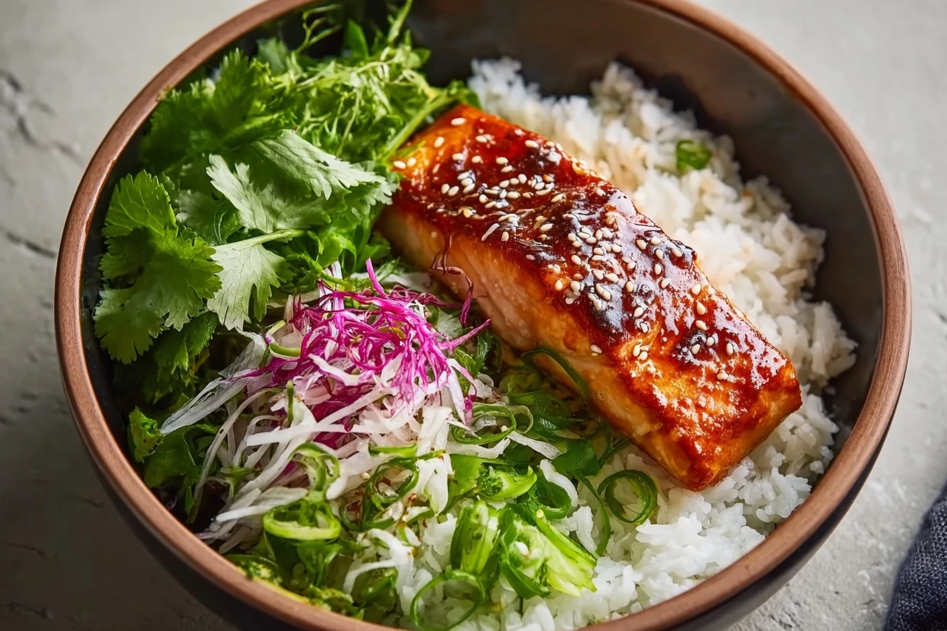 Quick Salmon Rice Bowl Recipe Easy 10-minute Salmon Bowl Healthy Salmon Rice Lunch Ideas Crispy Salmon Rice Bowl Tutorial ...