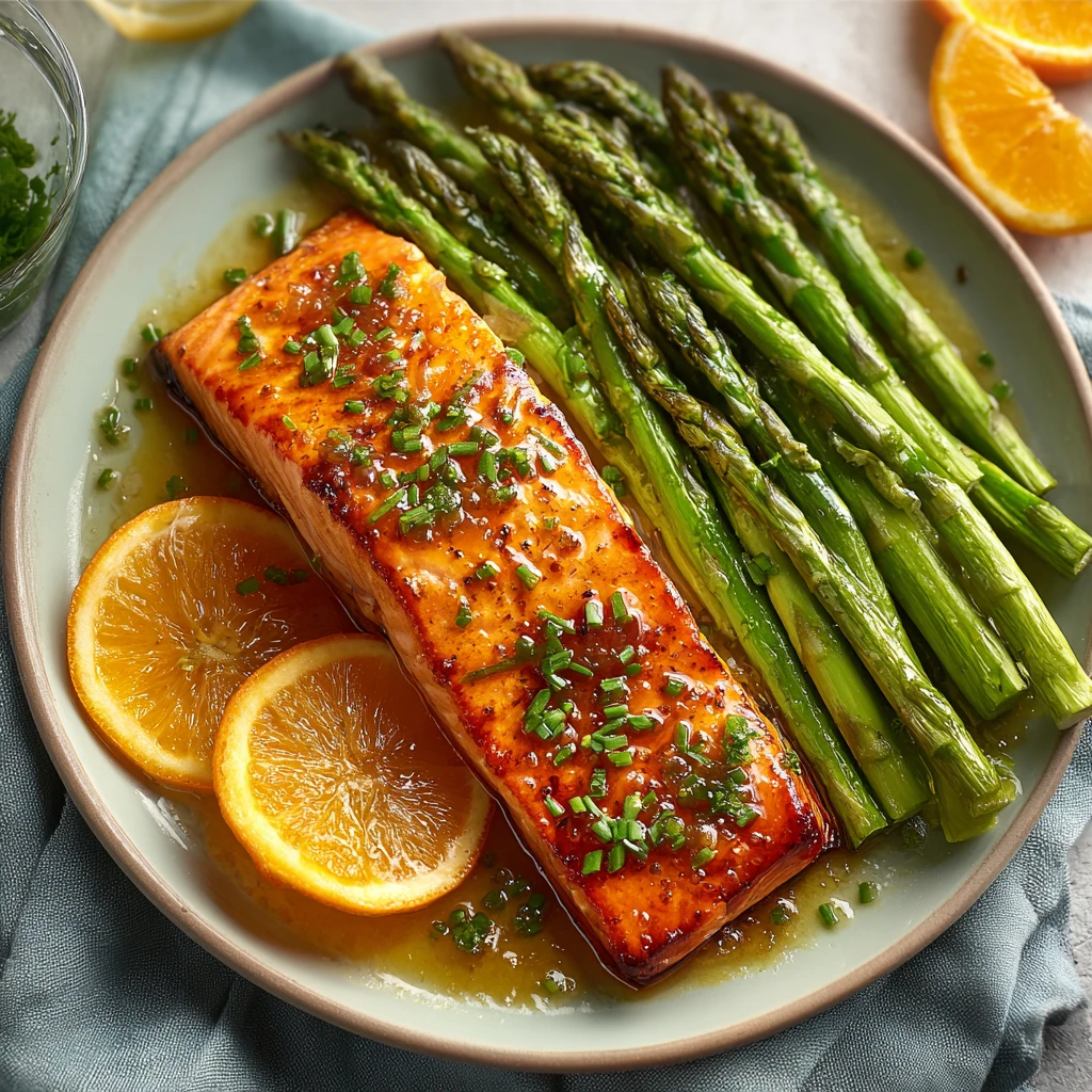 Sheet Pan Salmon and Asparagus with Orange Glaze Recipe