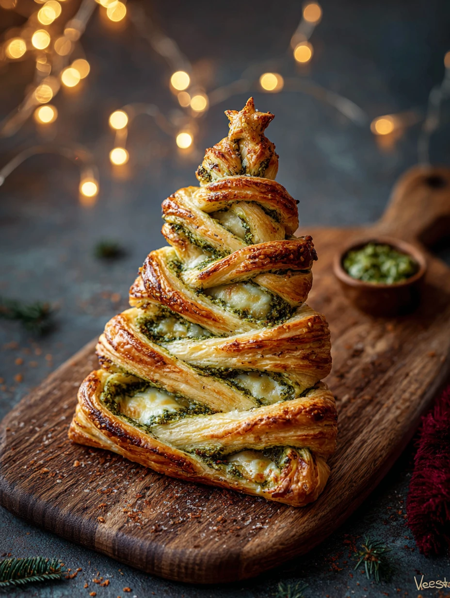 Basil Pesto Puff Pastry Christmas Recipe Easy Basil Pesto Cheesy Puff Pastry Festive Pesto Pastry Christmas Tree Low Carb ...