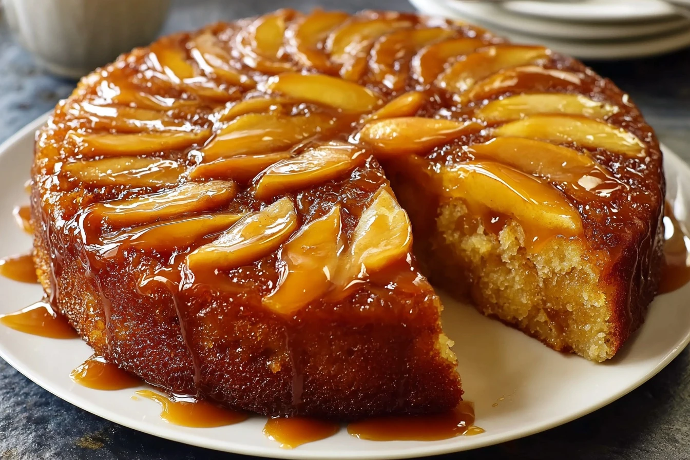 Best Caramel Apple Upside Down Cake Recipe Easy Caramel Apple Upside Down Cake Homemade Caramel Apple Cake For Fall Carame...