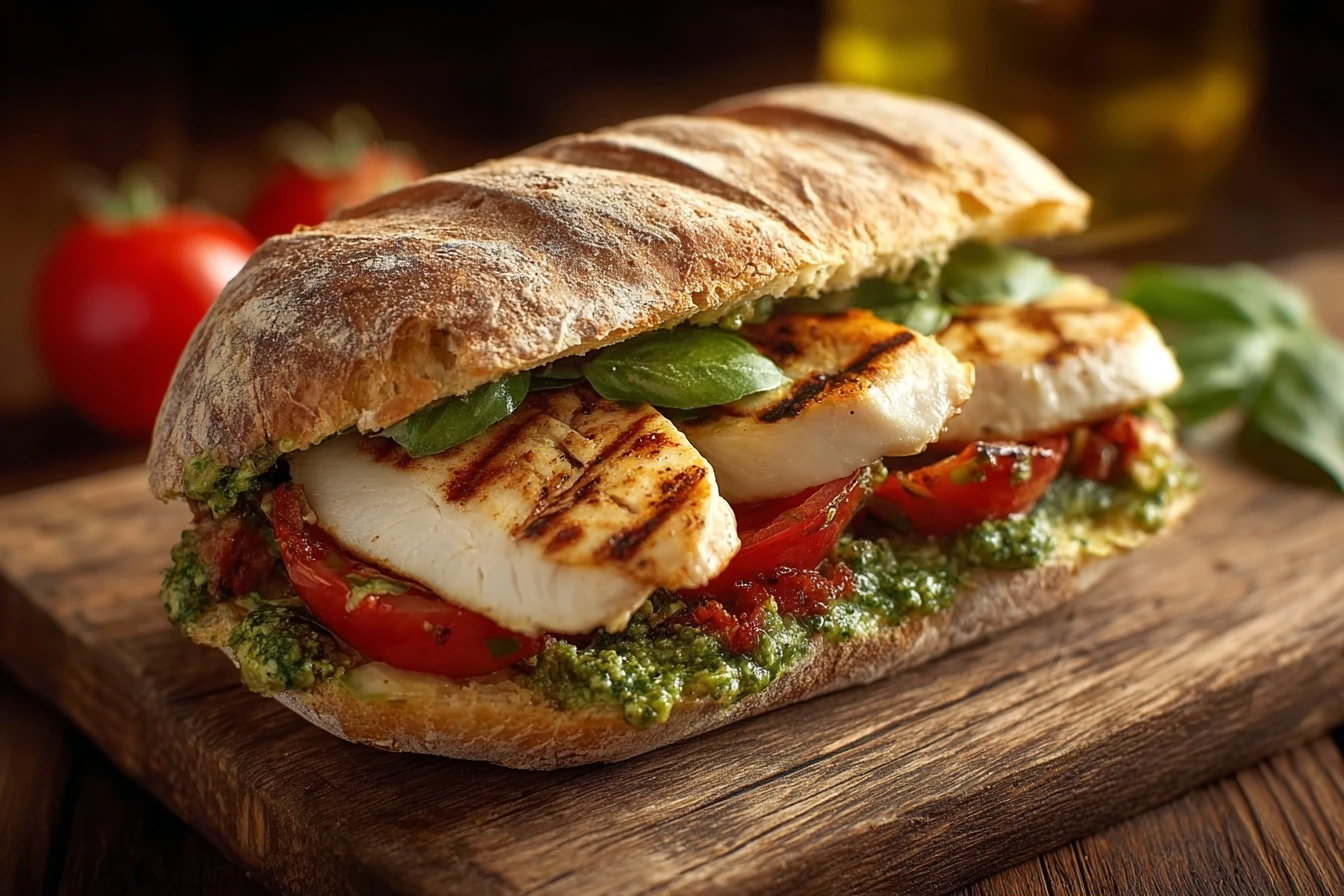 Best Chicken Pesto Sandwich Recipe Easy Homemade Chicken Pesto Sandwich Grilled Chicken Pesto Sandwich Calories Where To B...