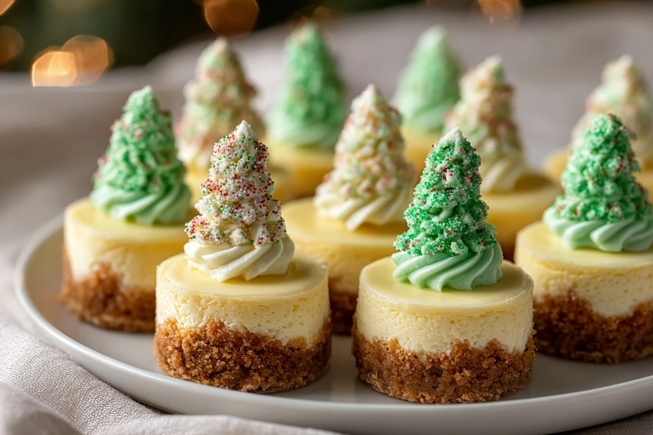 Best Christmas Mini Tree Cheesecakes Easy Christmas Tree Cheesecake Recipe Mini Tree Cheesecake Ideas How To Make Tree Sha...