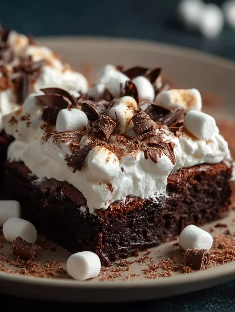 Quick & Easy Hot Chocolate Brownies with Marshmallow Frosting