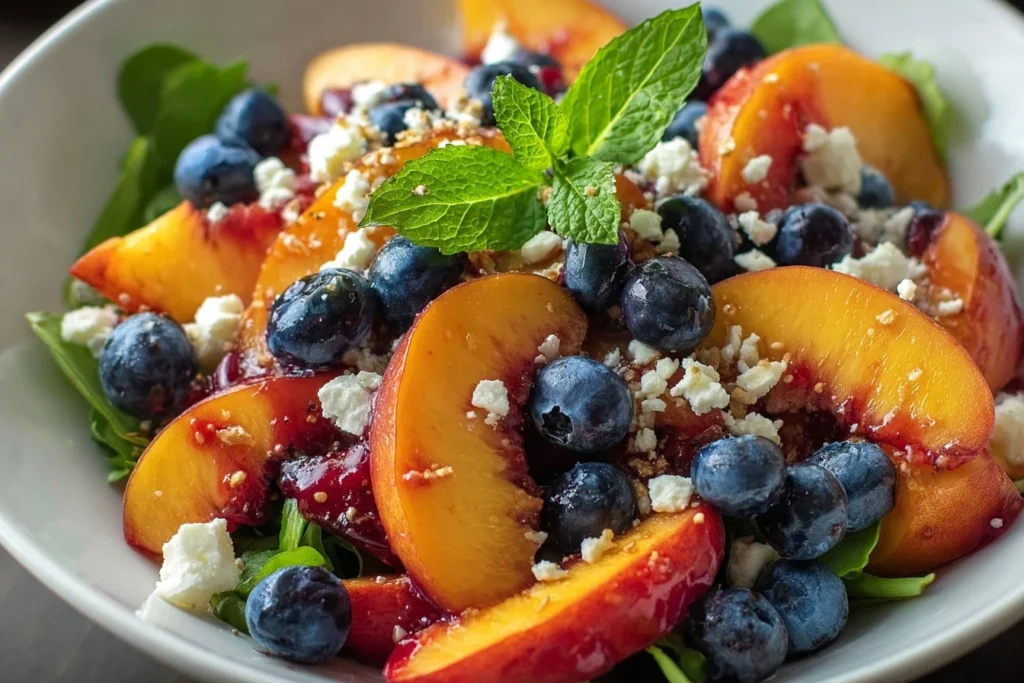 Blueberry Peach Feta Salad Recipe Best Blueberry Peach Salad Ideas Feta Cheese Blueberry Peach Dish Healthy Blueberry Peac...