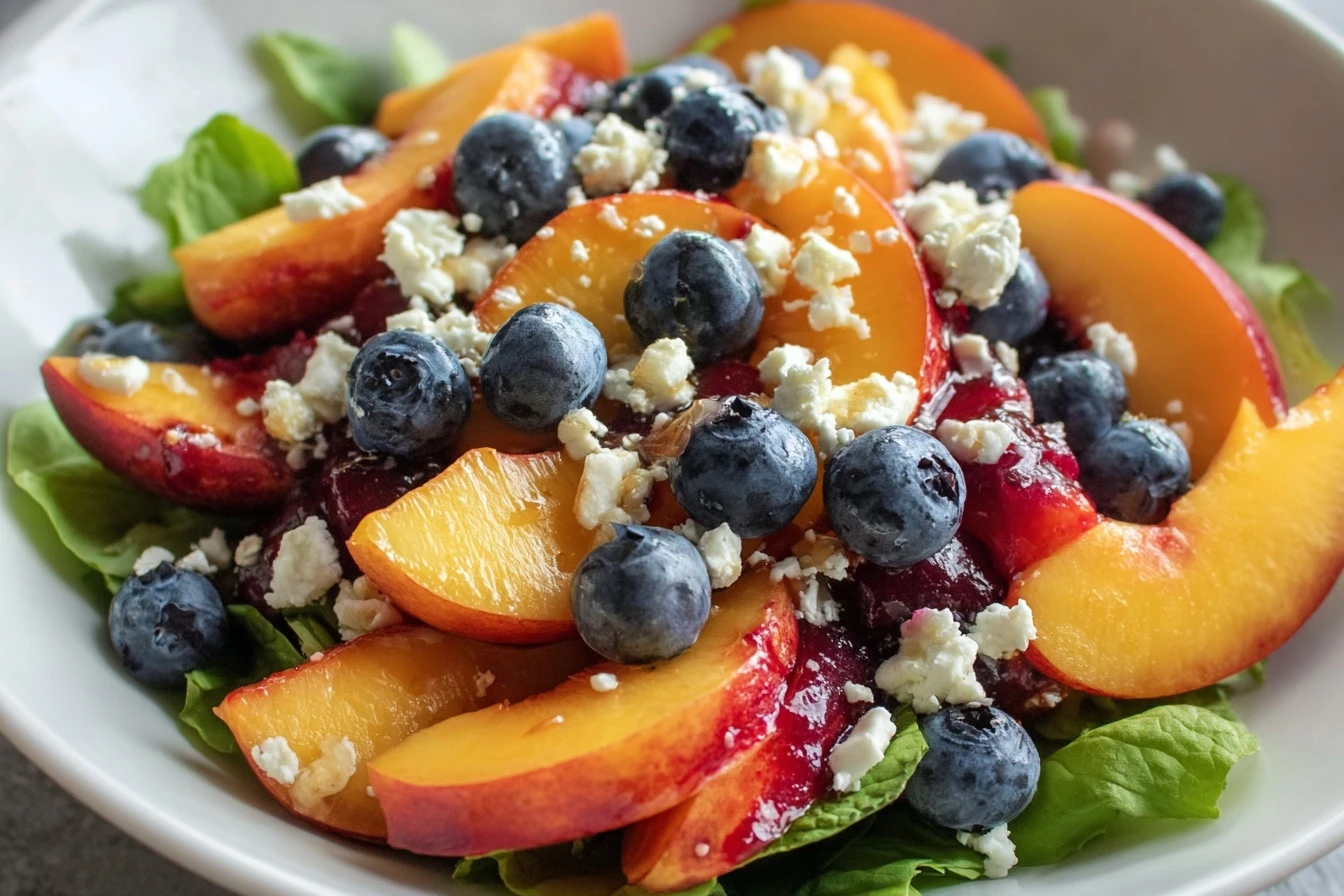 Blueberry Peach Feta Salad Recipe Best Blueberry Peach Salad Ideas Feta Cheese Blueberry Peach Dish Healthy Blueberry Peac...