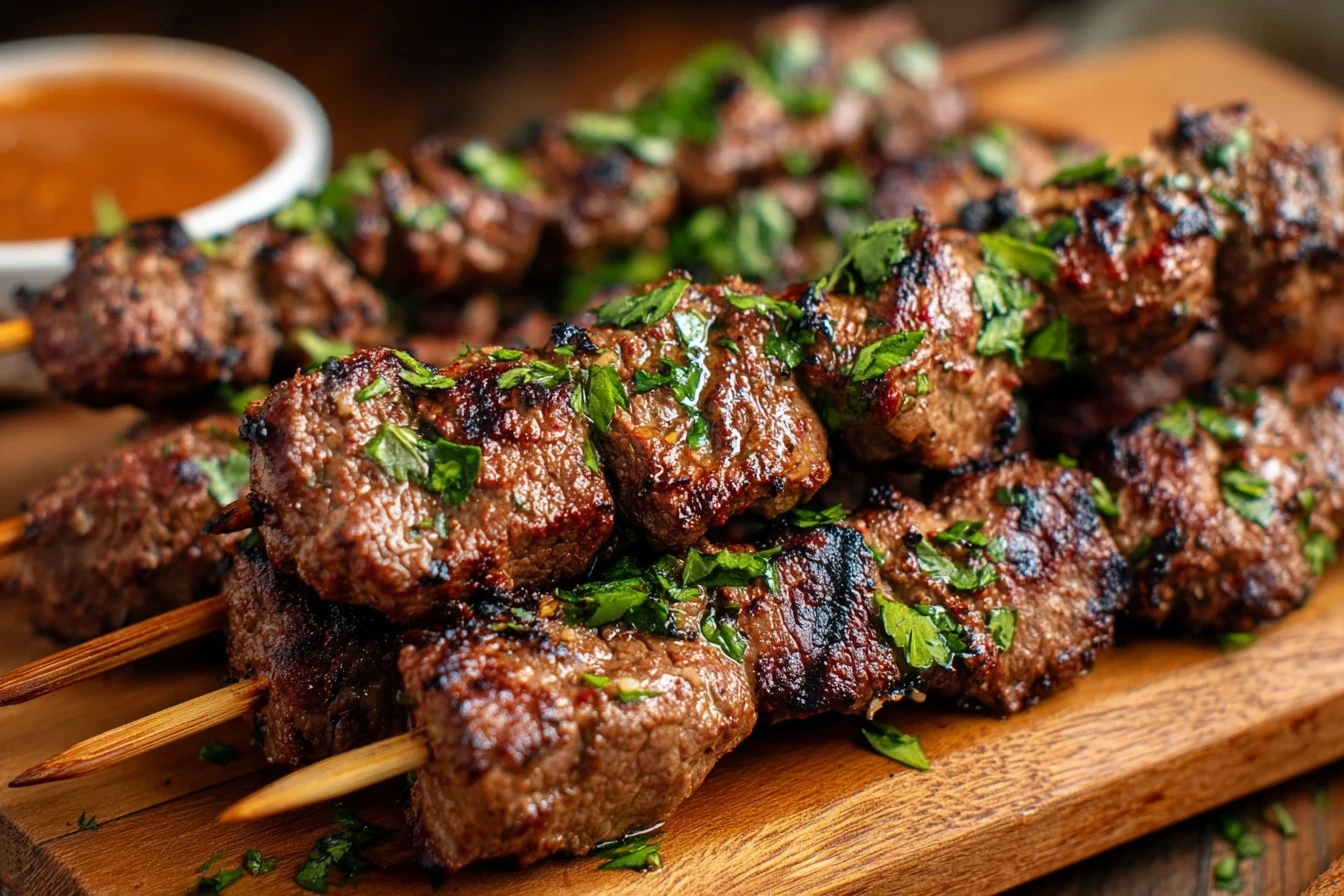 Easy 20-minute Beef Skewers Recipe Quick Grilled Beef Skewers Dinner Healthy Grilled Beef Skewers Keto Best Beef Skewers M...