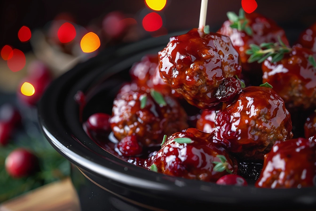 Easy 3-ingredient Cranberry Meatballs Recipe Quick Cranberry Meatball Appetizer Best Frozen Meatballs For Cranberry Sauce ...