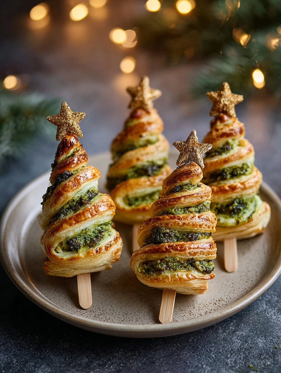 Easy Basil Pesto Puff Pastry Recipe Homemade Cheesy Puff Pastry Christmas Tree Quick 20-minute Basil Pesto Pastry Festive ...