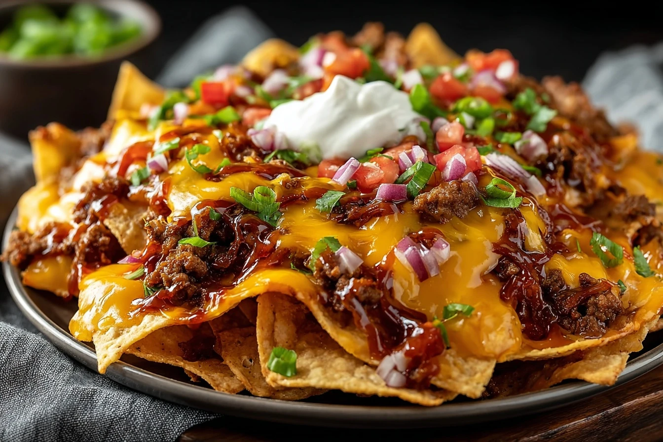 Easy BBQ Beef Cheeseburger Nachos Recipe Best Cheese For Beef Nachos BBQ Beef Nachos Quick Recipe How To Make Cheeseburger...