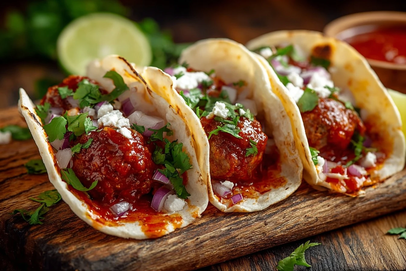 Quick & Easy BBQ Meatball Street Tacos Recipe!