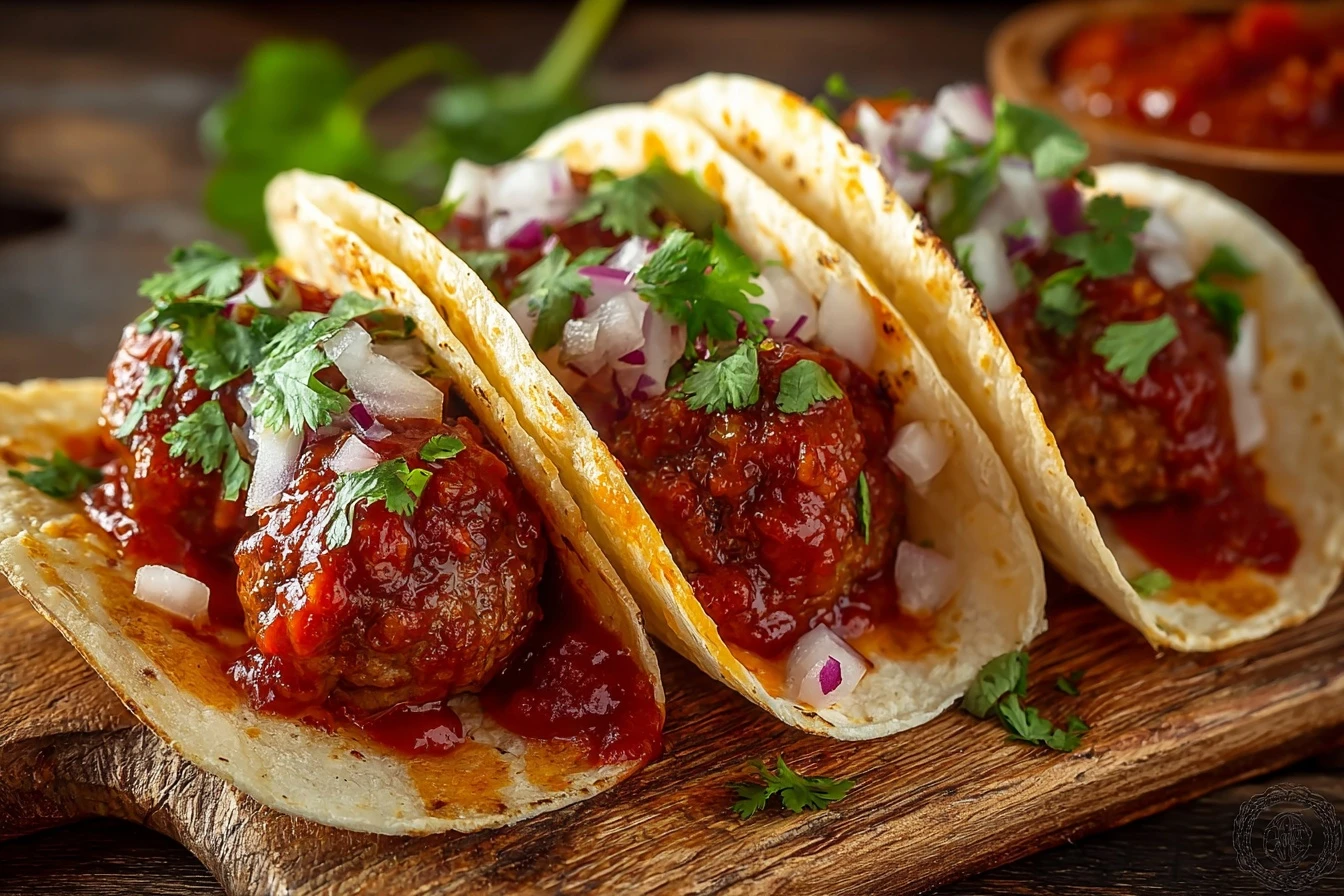 Easy BBQ Meatball Tacos Recipe Quick Street Taco Dinner Ideas Homemade BBQ Meatball Taco Guide Best Meatball Taco Recipe F...
