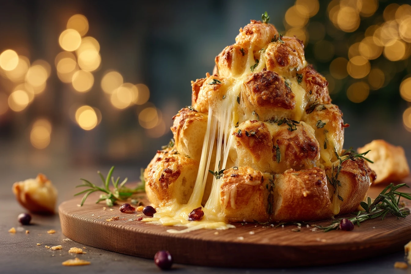 Easy Cheesy Pull-apart Christmas Tree Recipe Christmas Tree Cheese Bread Tutorial Homemade Garlic Butter Cheesy Bread Chri...