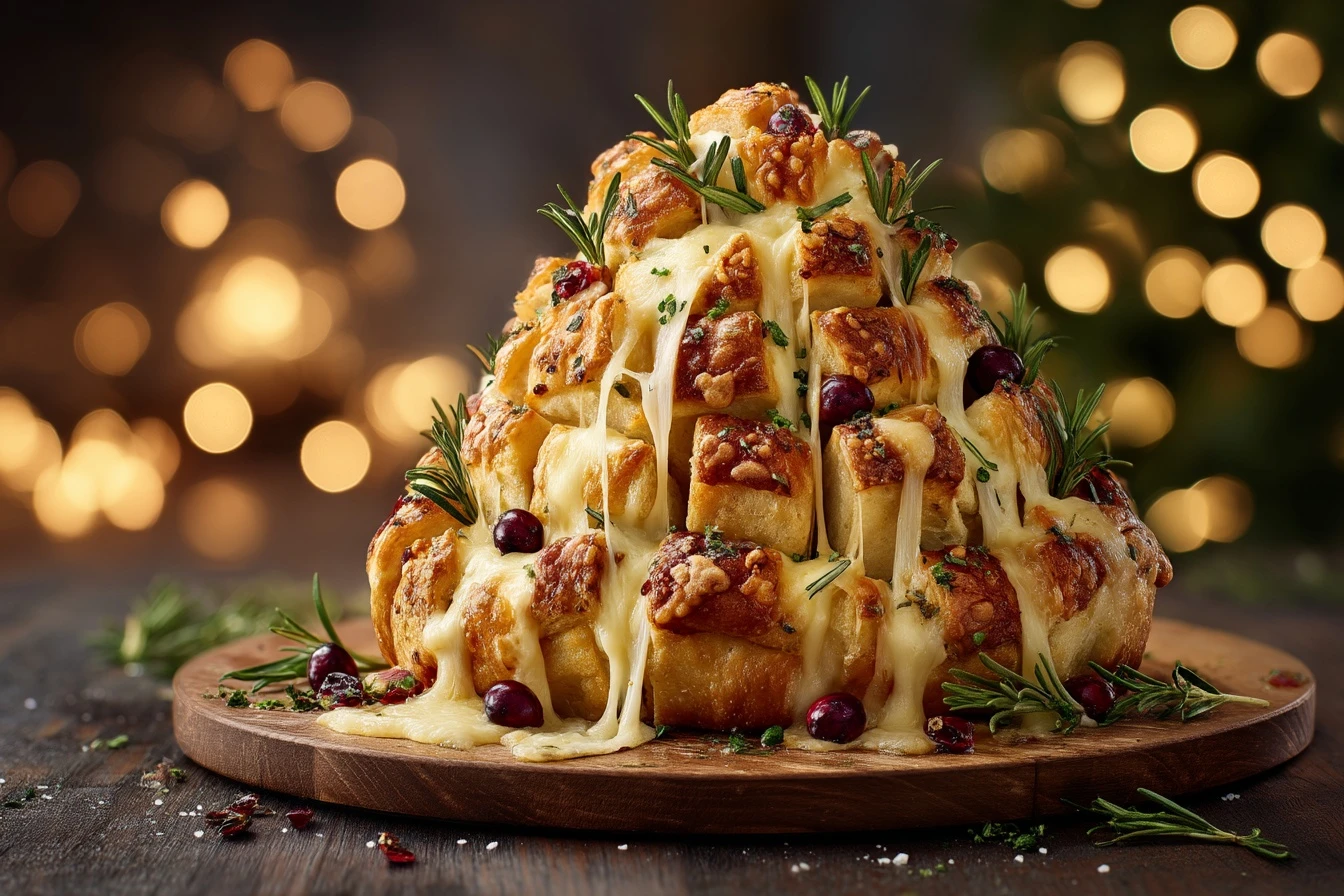 Easy Cheesy Pull-apart Christmas Tree Recipe Christmas Tree Cheese Bread Tutorial Homemade Garlic Butter Cheesy Bread Chri...