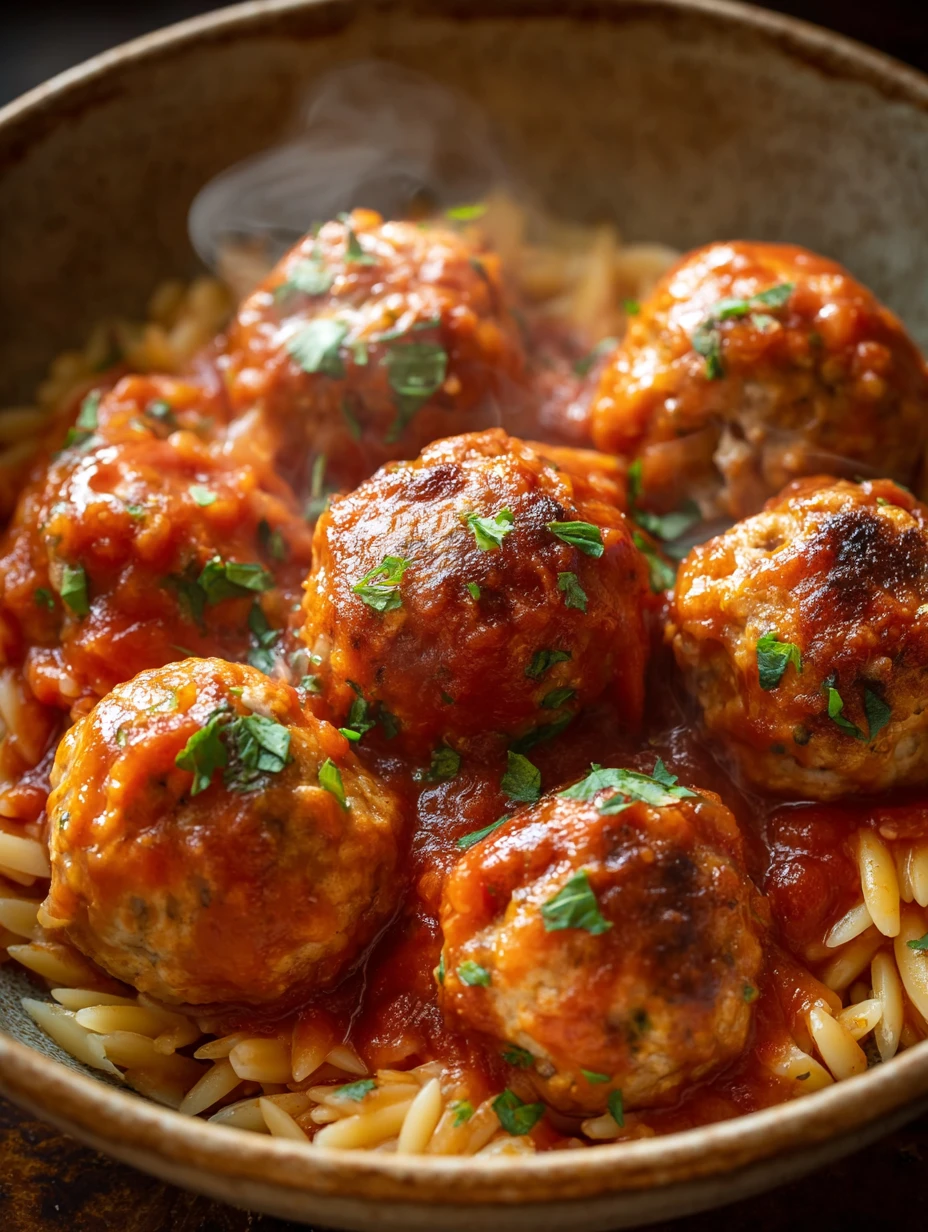 Easy Chicken Meatballs And Orzo Recipe Homemade Chicken Meatball Orzo Soup Best Spices For Chicken Meatballs Orzo Gluten-f...