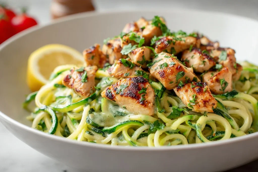 Easy Chicken Zucchini Noodles Recipe Low Carb Chicken Zucchini Noodles Gluten-free Chicken Zucchini Noodle Recipe Best Chi...