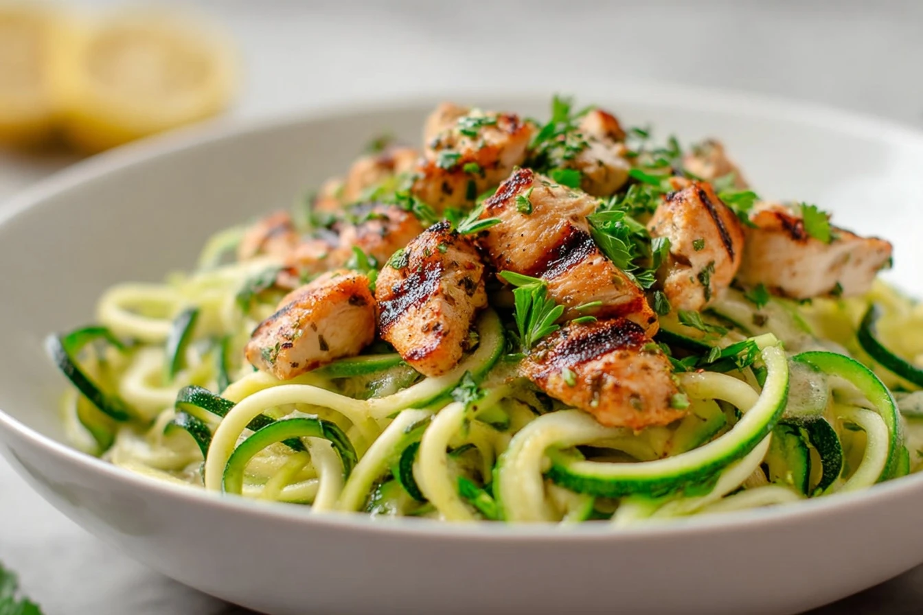 Easy Chicken Zucchini Noodles Recipe Low Carb Chicken Zucchini Noodles Gluten-free Chicken Zucchini Noodle Recipe Best Chi...