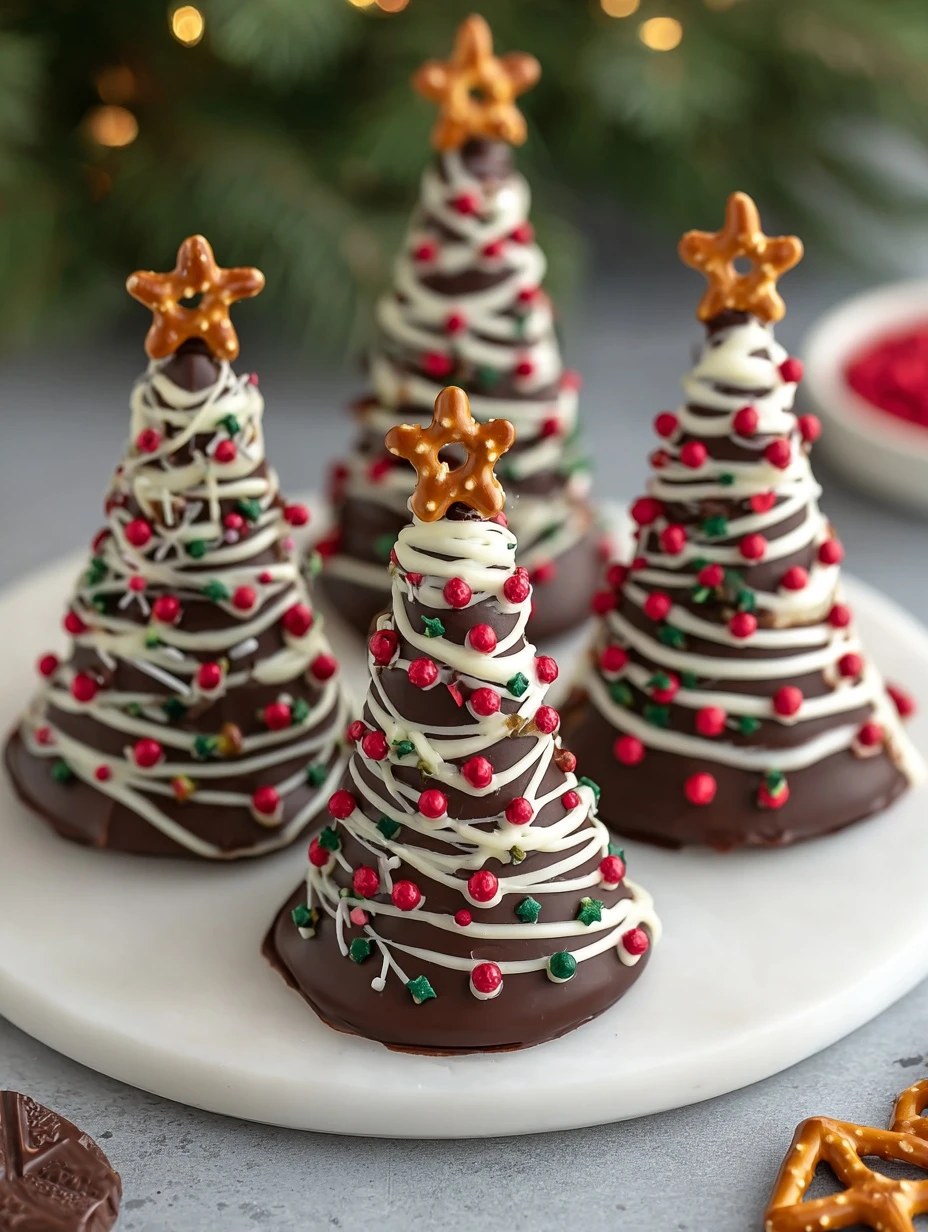 Easy Christmas Chocolate Trees Recipe Pretzel Stick Christmas Tree Tutorial Homemade Chocolate Dipped Pretzels Festive Pre...