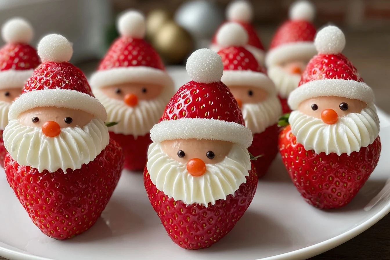 Easy Christmas Strawberry Santas Recipe Homemade Strawberry Santas For Kids Best Cream Cheese For Strawberry Santas Strawb...