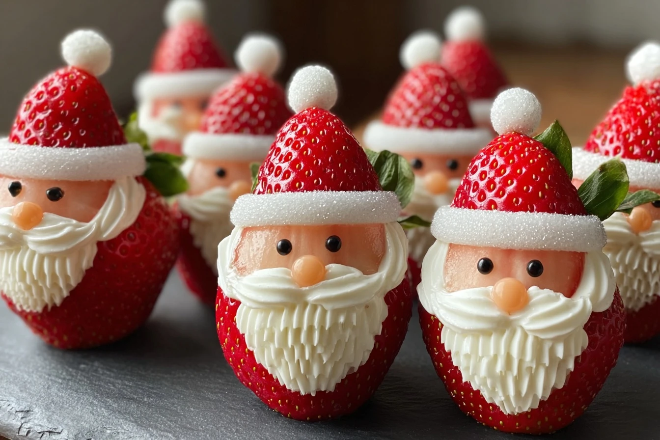Easy Christmas Strawberry Santas Recipe Homemade Strawberry Santas For Kids Best Cream Cheese For Strawberry Santas Strawb...