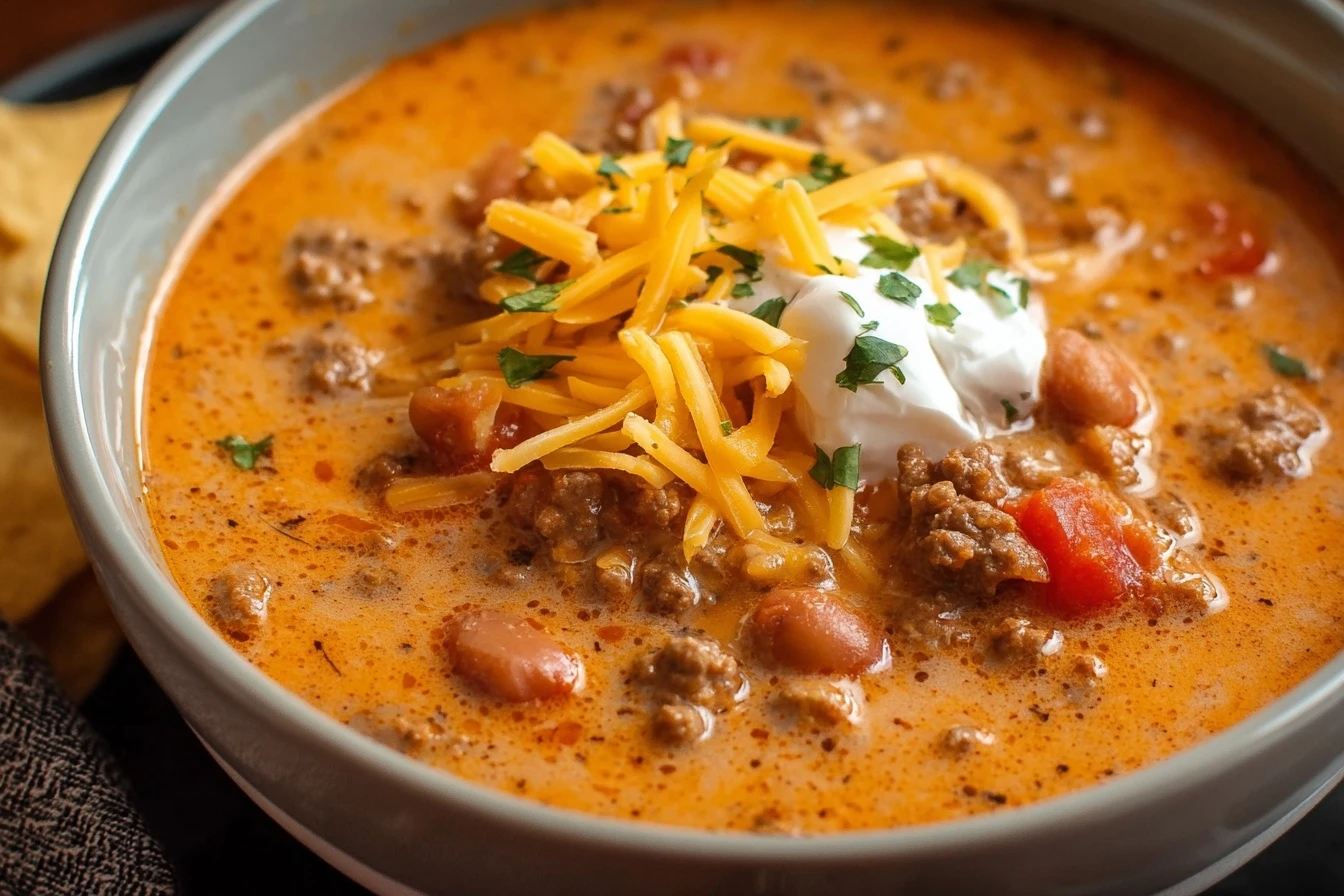 Easy Creamy Beef Taco Soup Slow Cooker Recipe Slow Cooker Beef Taco Soup Instructions How To Make Creamy Taco Soup In Slow...