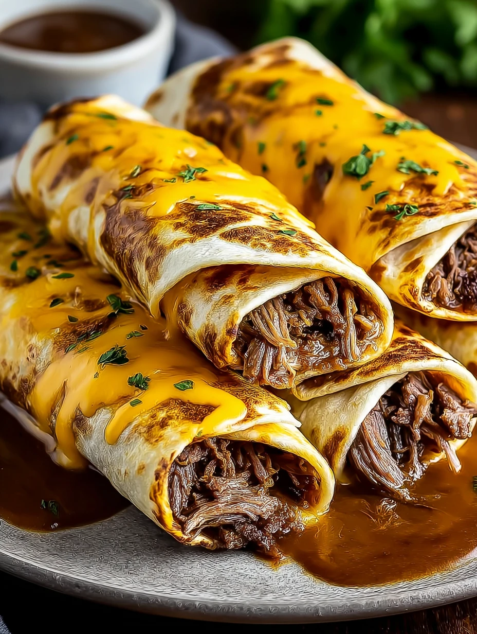 Easy French Dip Tortilla Roll Ups Recipe Best Cheese For French Dip Roll Ups Homemade Au Jus For Tortilla Roll Ups French ...